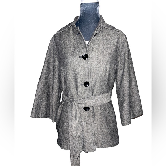 Gap wool blend tie at waist button up jacket - Picture 1 of 4